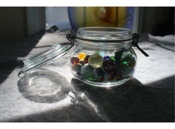 Grandpa's Old Marbles In Italian Glass Jar