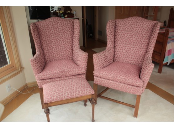 Pair Of Custom Wing Chairs