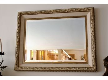 White & Gold Beveled Mirror