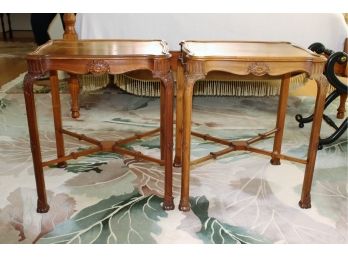 Pair Of Solid Mahogany End Tables