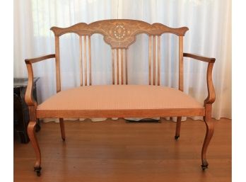 Antique Bench With Mother Of Pearl Inlay