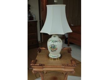 Porcelain Lamp & Antique Mahogany Table