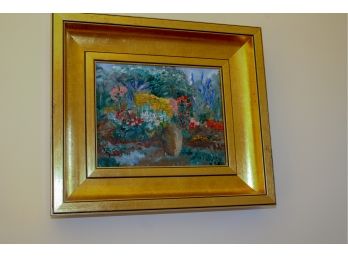 Colorful Signed Oil Painting With Gilded Frame