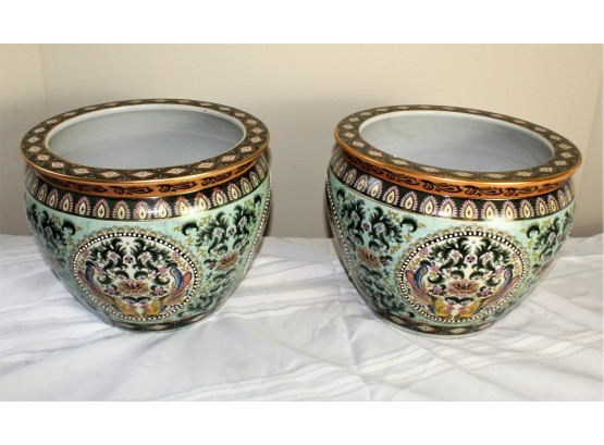 Pair Of Painted Pots