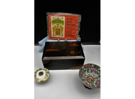 Vintage Asian Hair Receiver, Jewelry Box & More