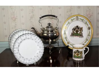 Spode Plates & Antique Tea Pot