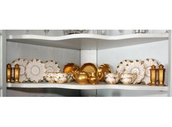Elegant White & Gold Dinnerware