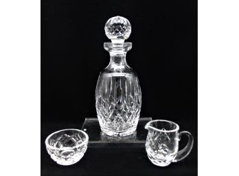 Vintage Waterford Decanter , Sugar And Creamer