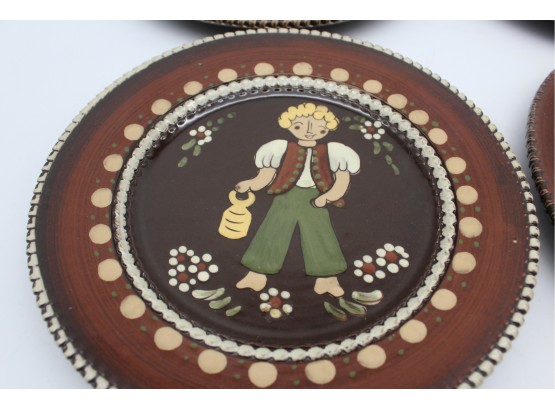 Vintage Folk Art Decorative Plates By Kohler Biel - Switzerland