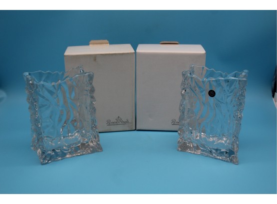 Pair Of Rosenthal Crystal Bag Vases