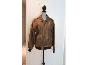 Vintage Aviation Style Leather Bomber Jacket