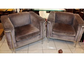Pair Of Knoll Vintage Leather Lounge Chairs