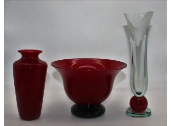 Red Glass Decorative Accents