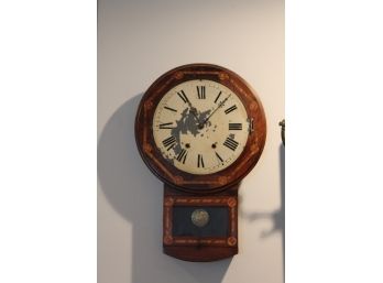 Wall Clock With Wood Inlay