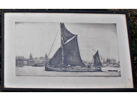 Original --- By Charles W. Tain---- Drypoint ----Ship Picture