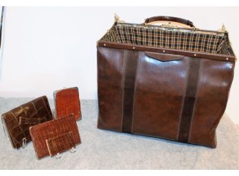 Vintage Leather Doctors Bag  Early 20thc Micari France-Alligator Wallet, Clutch ,cigarette Case!!!