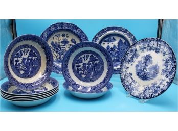 11 Antique Blue & White Bowls