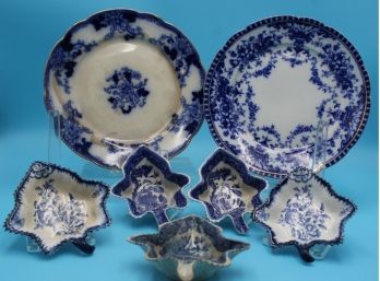Antique Blue & White Nut Dishes & Plates