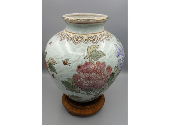 Chinese Vase With Stand 9' H