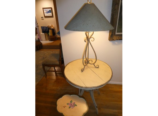 3 Pieces -Shabby Chic Table Set And Lamp