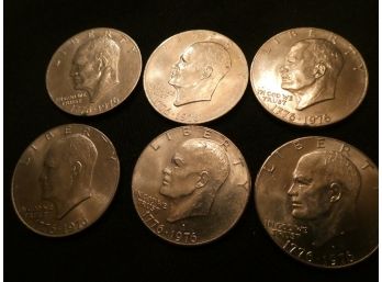 SIX Bicentennial (1776-1976) Eisenhower  Coins