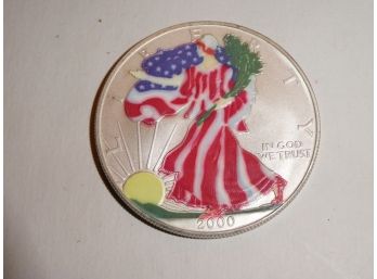 1 Oz Silver 2000 Colorized Liberty Eagle Dollar Coin