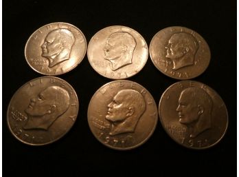 SIX 1971 One Dollar Coins  Eisenhower-  *Shippable