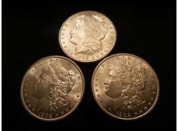 Three 1902 - O Morgan Silver Dollars Like New