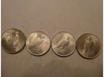 Four 1923-p Peace Silver Dollar Coins