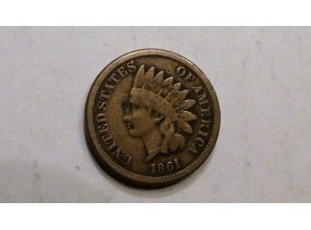 1- 1861 Indian Head American One Cent