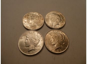 4 - One Dollar 1923-p Peace Dollar Silver Coins
