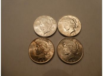 Four 1923 -p Peace Dollars Silver Coins