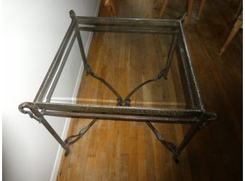 Decorative Square Metal Base Table With Glass Top