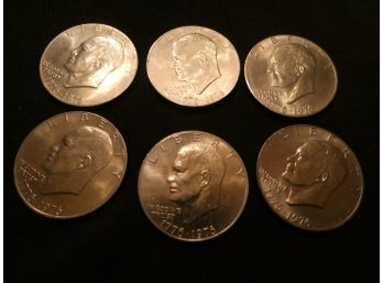 Six One Dollar P Dollar Coins Eisenhower - Bicentennial