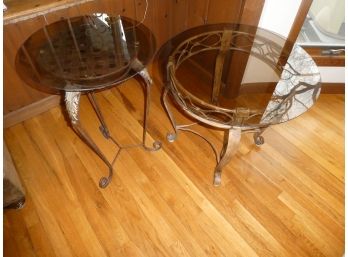 Pair Of Multi Use Iron Glass Tables