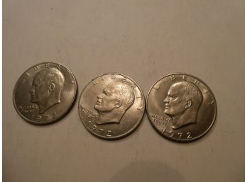 Three 1972 Eisenhower US Dollar Coins
