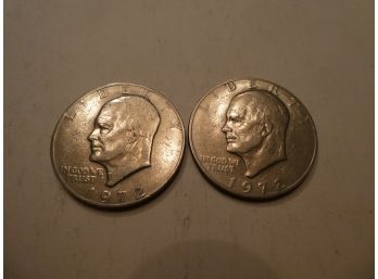 Two 1972 Eisenhower US Dollar Coins