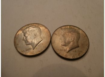 Two 1969 Kennedy Half Dollars