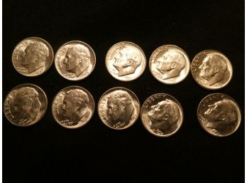 TEN 1953-PSilver Dimes Like New - Collection D