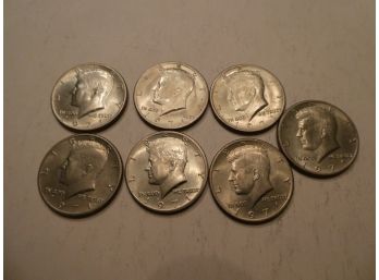 Seven 1971 Kennedy Half Dollars Coins