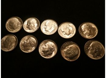 TEN Silver 1953-P Dimes Like New - Collection C