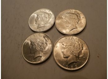 FOUR Silver 1923-P Peace Dollar Coins