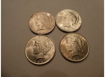 4- 1923 Peace Dollars Sliver Coins