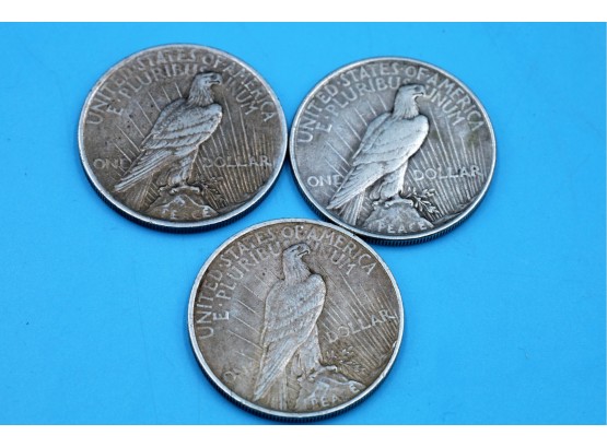 1923 -THREE Silver Peace Dollars