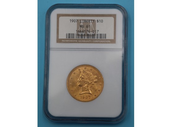 1907 GOLD MS61 $10 Liberty Head Variant