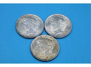1923 - THREE Silver Peace Dollars