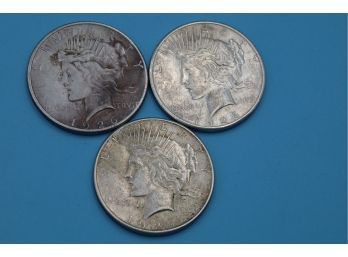 Three 1926 S Mint Marks Silver Peace Dollars