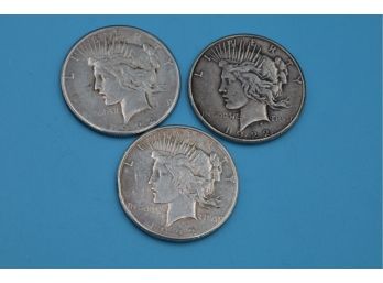 1922 THREE S-mark Silver Peace Dollars