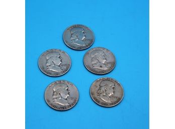 5 - Ben Franklin  Silver Half Dollars