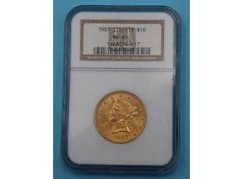 1907 GOLD MS61 $10 Liberty Head Variant